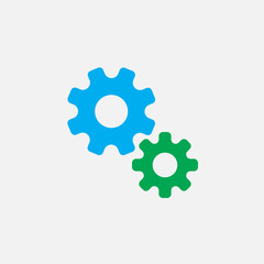 teamwork solid icon, colorful gear vector illustration, pictogram isolated on white