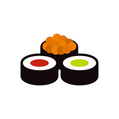 Sushi rolls icon in flat style on a white background vector illustration