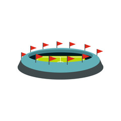 Round stadium with flags icon in flat style on a white background vector illustration