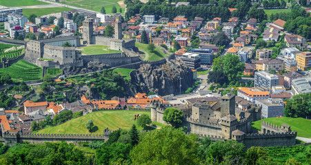 View of medieval castle in Bellinzona Switzerland