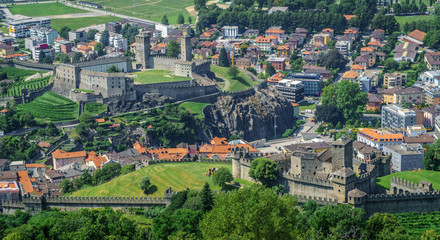 View of medieval castle in Bellinzona Switzerland