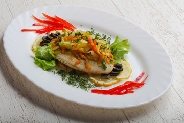 Baked tilapia with vegetables