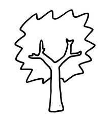 tree / cartoon vector and illustration, black and white, hand drawn, sketch style, isolated on white background.