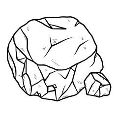 rock / cartoon vector and illustration, black and white, hand drawn, sketch style, isolated on white background.