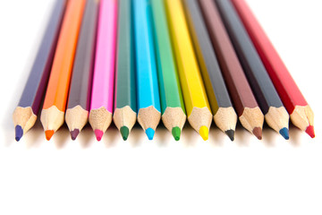 Fototapeta premium colored pencils on white background