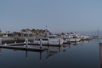 Fototapeta na wymiar A view of the Cabrillo Way Marina in San Pedro, California.
