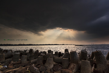 Obraz premium landscape sunset and sunrise