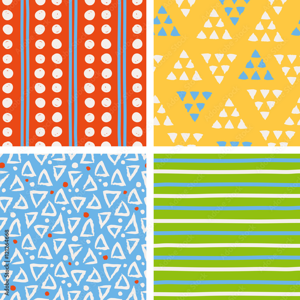 Fototapete set of seamless patterns