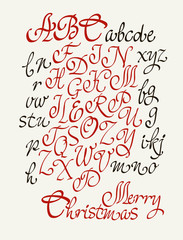 Vector handwritten calligraphic font