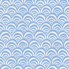 Seamless pattern with fish scales in blue and white. 