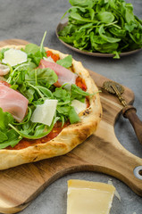 Rustic parma ham pizza