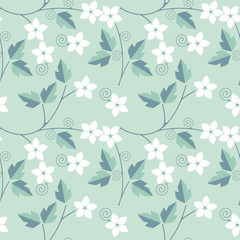 Decorative seamless pattern with beautiful flowers and leaves