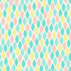 Abstract seamless pattern with geometric shapes in green, yellow and pink.