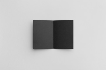 Black A6 Bi-Fold / Half-Fold Brochure Mock-Up
