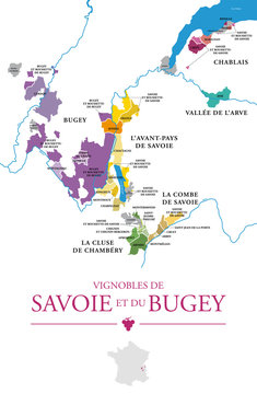 Carte du Vignoble de Savoie et du Bugey