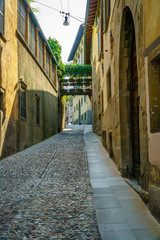 Typical street in Bergamo Italy