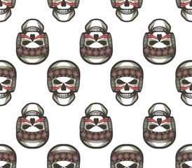 Seamless pattern with skull