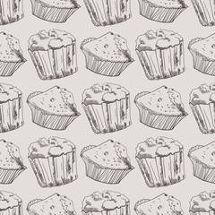 hand-drawn muffin  on white background
