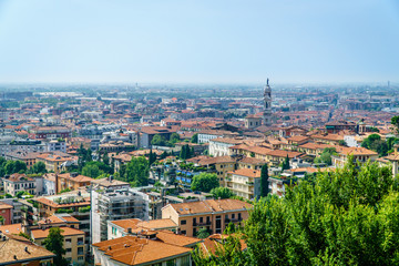 Panoramic view of lower town in Bergamo Italy
