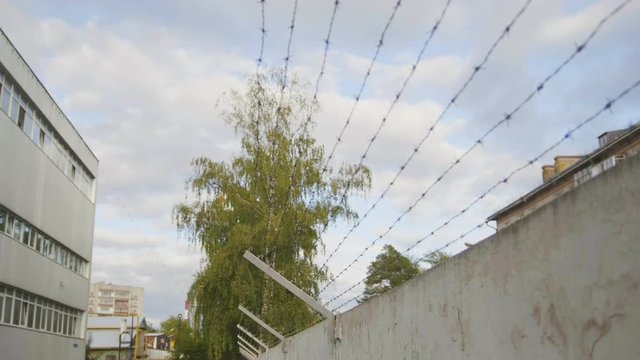Barbed Wire in guarded building in Russia Siberia