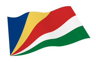 Seychelles flag isolated on white background from world flags set. 3D illustration.