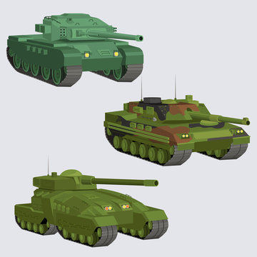 Military Vector tanks image design set in different variations for your design, illustration needs.