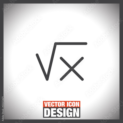 "Square root sign line vector icon. Calculator symbol. Math sign icon