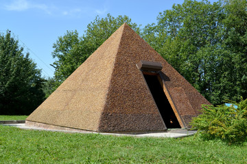 Amber pyramid in summer day. Settlement Amber, Kaliningrad regio