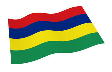 Mauritius flag isolated on white background from world flags set. 3D illustration.