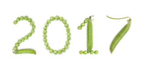 2017 of numbers with green peas