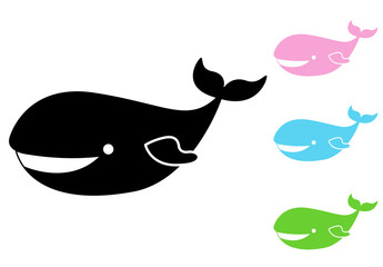 Icono plano ballena infantil varios colores