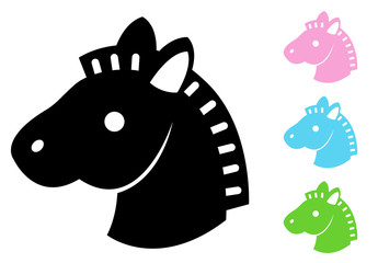 Icono plano cabeza de caballo infantil varios colores