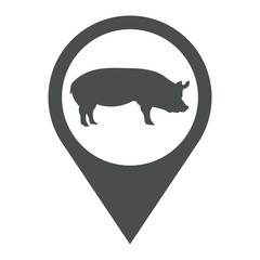 Icono plano localizacion cerdo gris