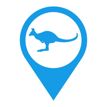 Icono plano localizacion canguro azul