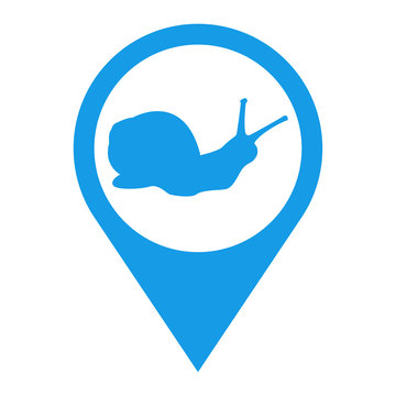 Icono plano localizacion caracol azul