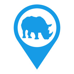 Icono plano localizacion rinoceronte azul