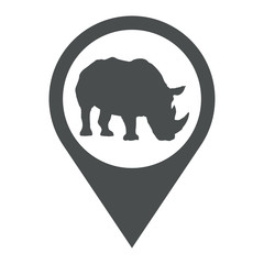 Icono plano localizacion rinoceronte gris
