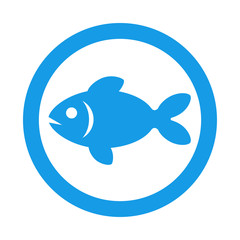 Icono plano pez en circulo color azul