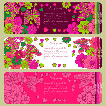 Set Floral card  design, flowers, leaf , herbs  doodle elements. Vector decorative invitation. childish style. 