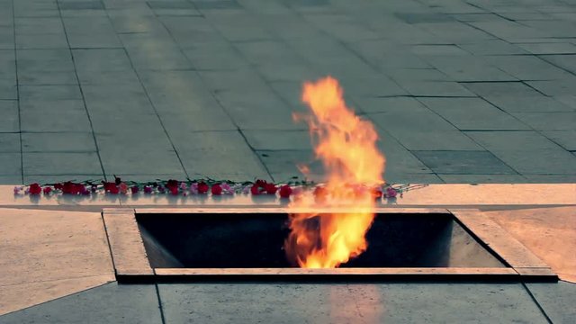 War Memorial. Eternal Flame on Victory Square, Minsk in honour of the soldiers of the Soviet Army and partisans of Belarus.