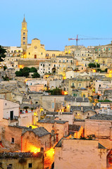the stones of Matera at dusk, European capital of culture 2019, Italy