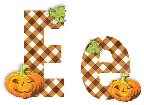 litera e, mozaika, jesień