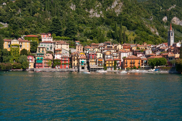 Varenna, a small village with colorful houses by the Commo lake, Italy