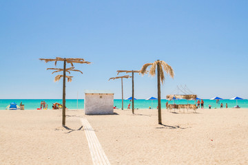 The beach of the Black sea in the Crimea in the summer
