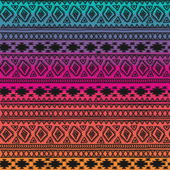 Seamless vector tribal texture. Vintage ethnic seamless backdrop. Tribal seamless texture.  Striped vintage boho fashion style pattern background with tribal shape elements.