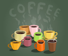 vintage coffee cups poster
