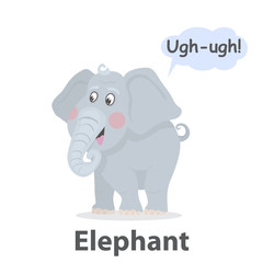 Elephant vector illustration.Cute cartoon elephant with speech bubble.From the series what the say animals.Zoo animal jungle.Mammal animal with a long trunk