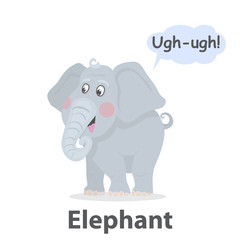Obraz premium Elephant vector illustration.Cute cartoon elephant with speech bubble.From the series what the say animals.Zoo animal jungle.Mammal animal with a long trunk