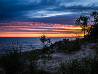 Fototapeta na wymiar sunrise on the sandy dune beach