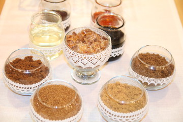 bowl with brown sugar. lace